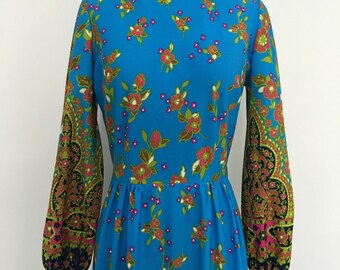 Bright Floral Vintage Dress ladies sz M-L