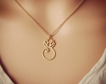 Gold Lotus Necklace, Gold Lotus Charm, Gold Lotus Pendant, Meditation Jewelry, Yoga Jewelry, Spiritual Necklace