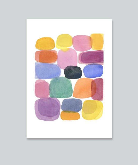 Items similar to watercolor painting - Color blocks - Abstract painting ...