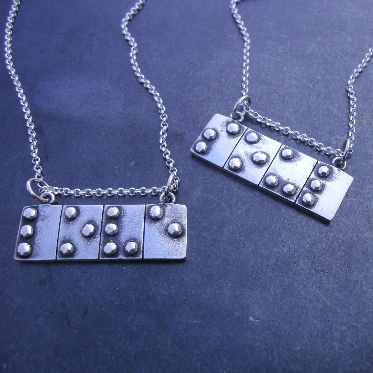 Braille Necklace Tactile Jewelry Fine Silver Pendant Silver