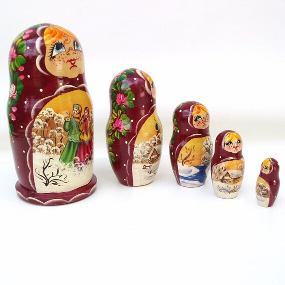 vintage wooden nesting dolls