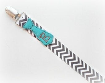 Personalized Baby Pacifier Clip Monogram Tie Pacifier Holder Chevron Baby Boy Tie Personalized Baby Soothie Nuk Mam Twins Gift