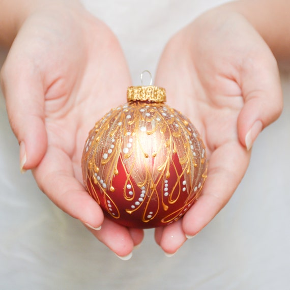 Christmas Ornament glass ball hand painted bauble holiday
