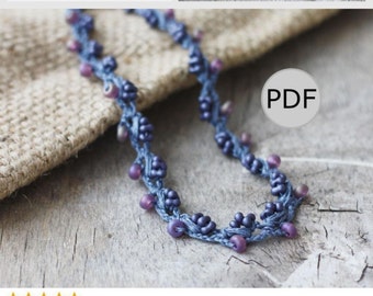 Crochet necklace pattern DIY tutorial Last minute gift idea Gift for daughter, for mom, for sister How to crochet with beads