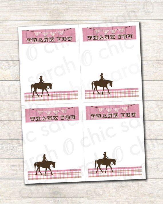 INSTANT DOWNLOAD Printable Horse Birthday Party Thank You