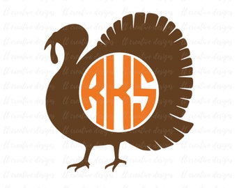 Turkey Monogram SVG, Thanksgiving SVG, Turkey SVG, Svg Files, Silhouette Files, Cricut Files