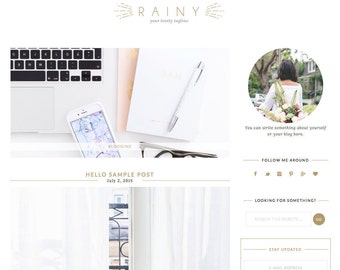 Wordpress Theme Responsive Blog Design "Rainy" - Fashion and clean