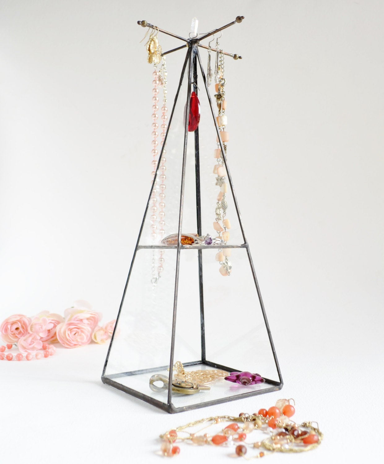 Jewelry Organizer Hanging Jewelry Box Pyramid Display Box