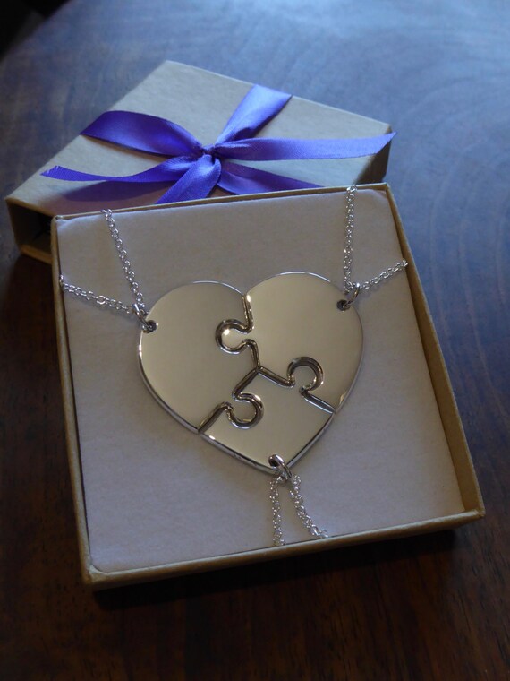 Three Piece Heart best friend puzzle heart pendant necklaces