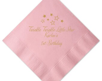 Creative Converting One Little Star Girl Twinkle Luncheon Napkins - 16 Count Party Napkins
