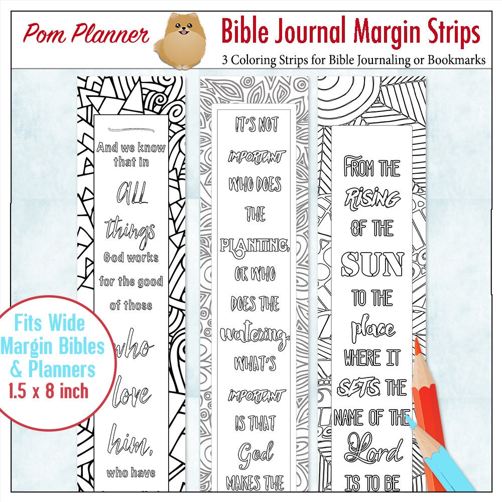 Printable Coloring Bible Journaling Margin Strips Zentangle