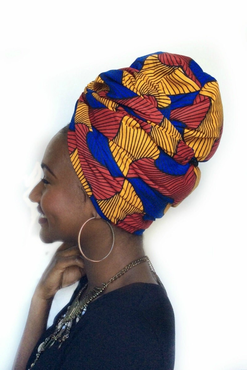 Pre sewn african prints jamaican turban / head wrap