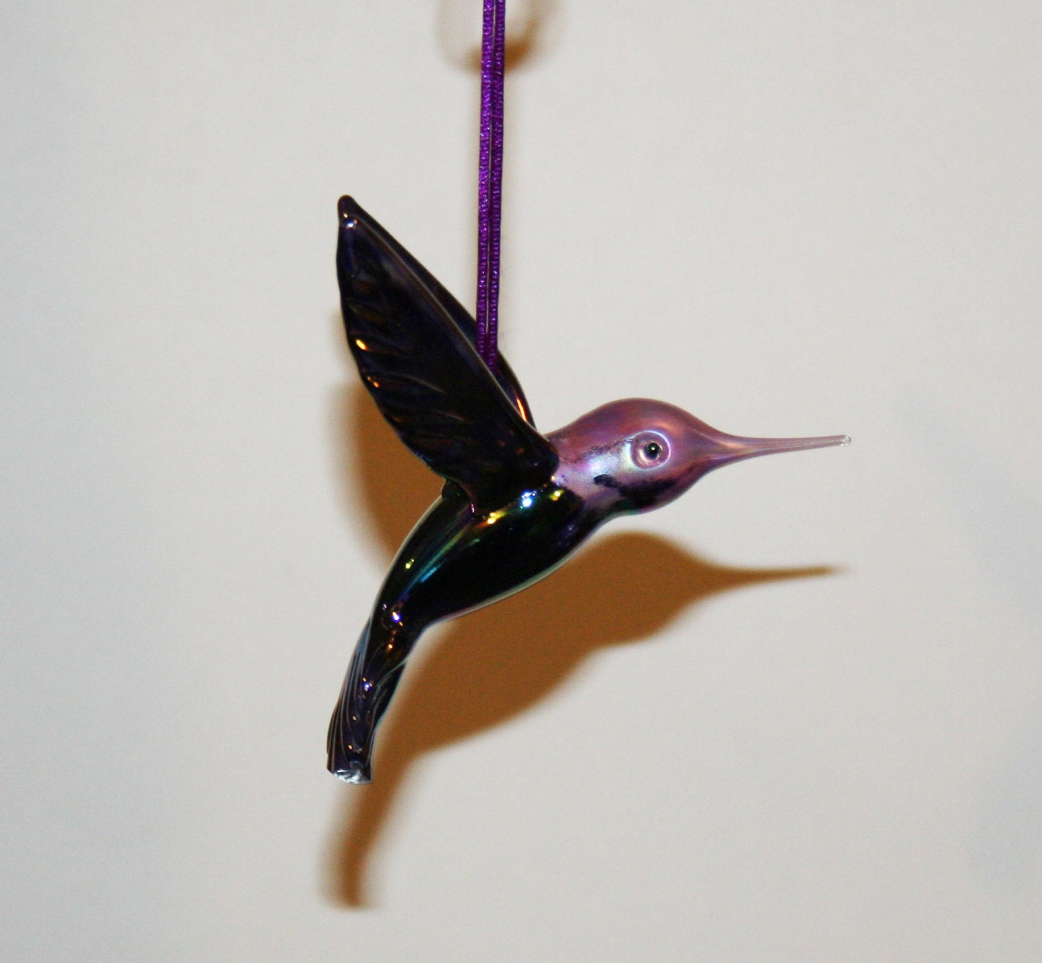 Hand Blown Glass Hummingbird Ornament/Suncatcher Deep