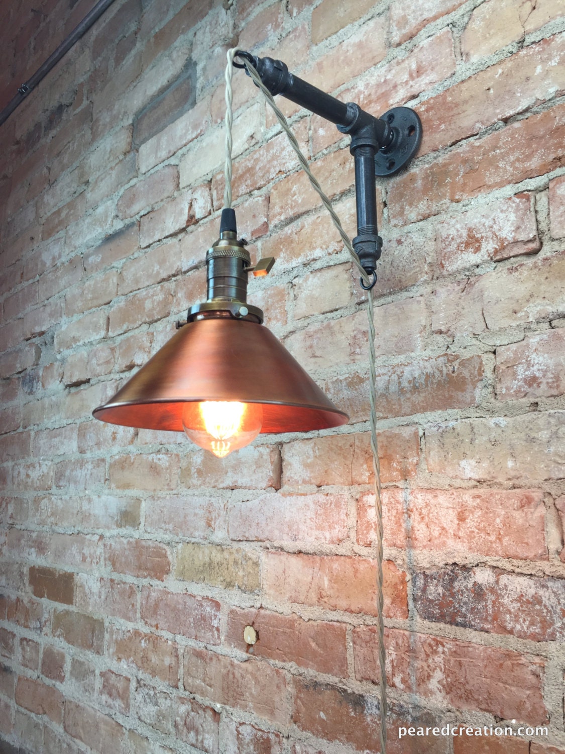 Industrial Style Sconce Pendant Lamp Copper Shade Edison wiring a metal barn 