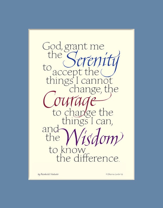 Serenity Prayer 8x10 Serenity Prayer print aa quote