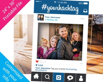 Instagram Photo Prop, Social Media Phot Prop, Custom Photo Booth Frame, Digital File, Wedding Props, 24 x 36