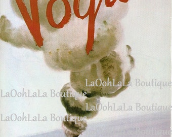 1938 Vogue Cover Digital Print Fashion Explosion Tornado Cyclone Storm Funnel Cloud Pagès Art Blow-Up Couture Printable Image Decor Download