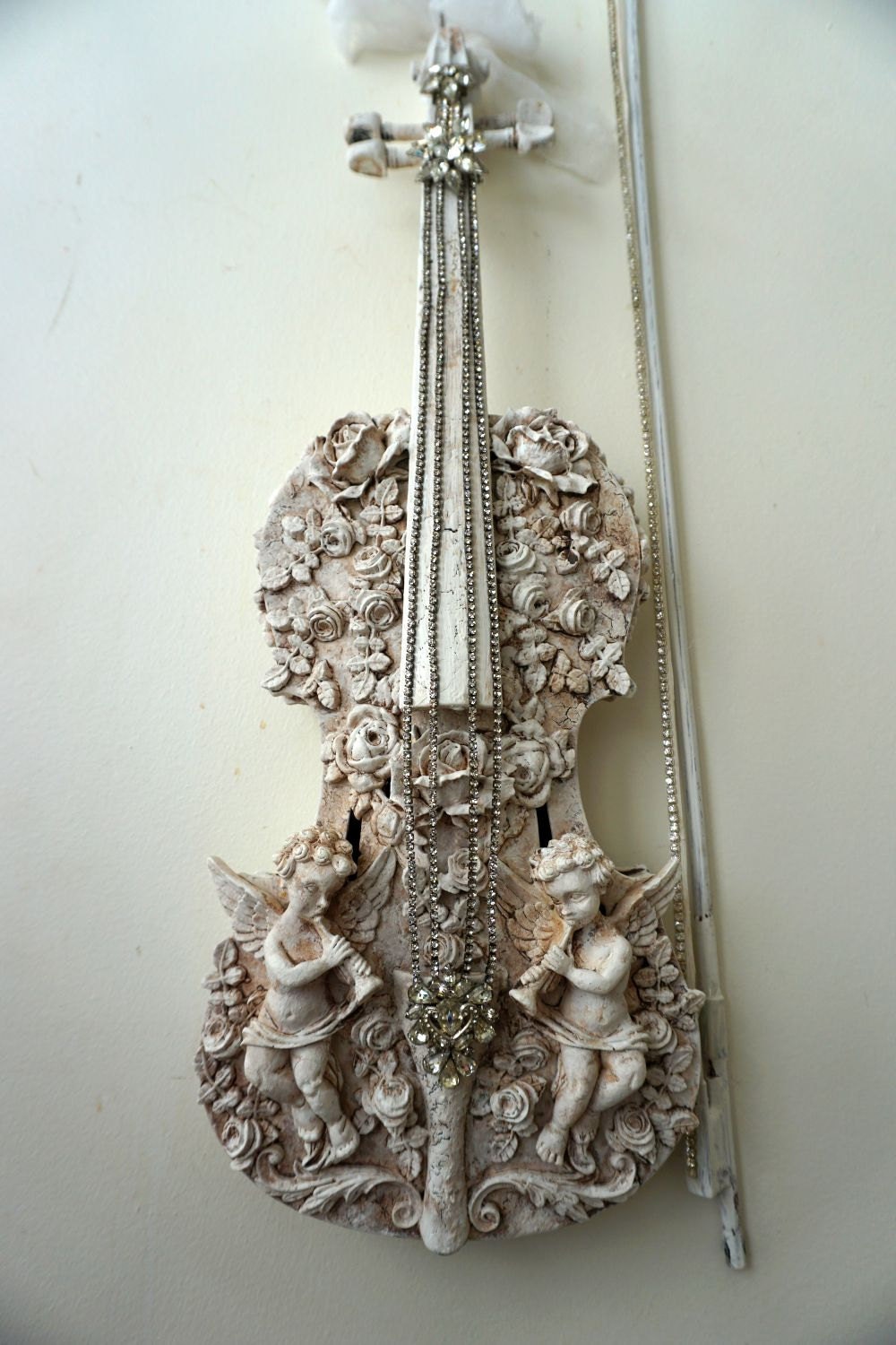 Cherub violin art piece wall hanging French by AnitaSperoDesign