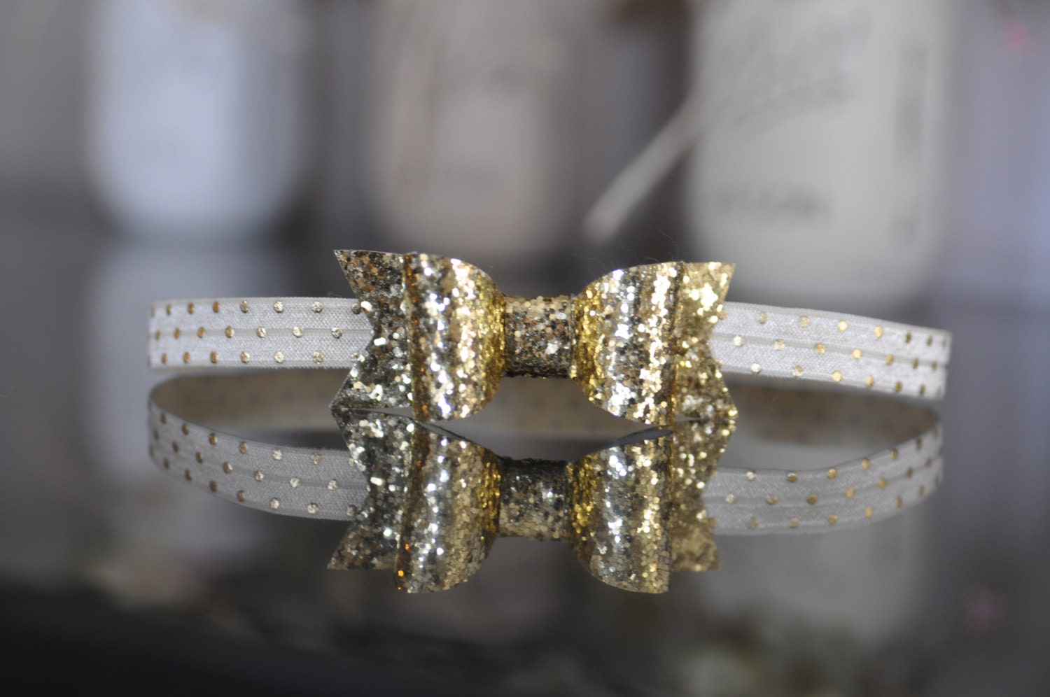 Gold Bow Headband. Baby Headband. Glitter Bow Headband. Gold