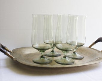 Lenox Green Mist Expressions Glass Tea Glasses Goblets CHRISTMAS Crystal Stemware Glassware