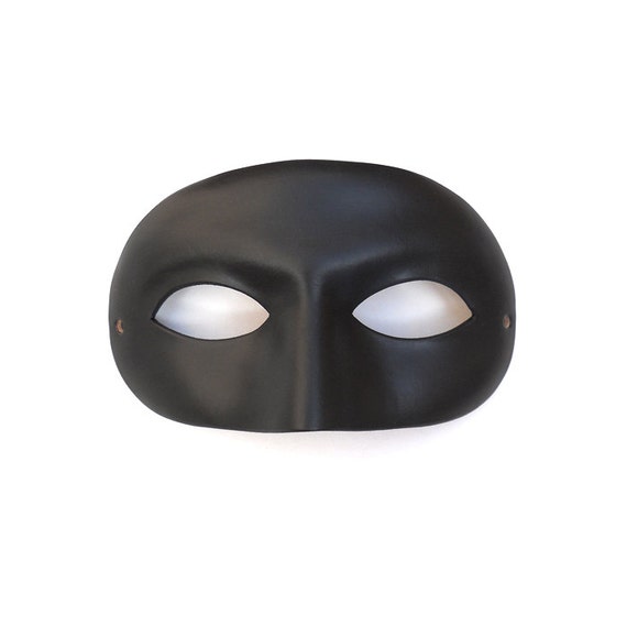 Male Black Leather Mask Oval Domino Masks Men Circle by LMEmasks