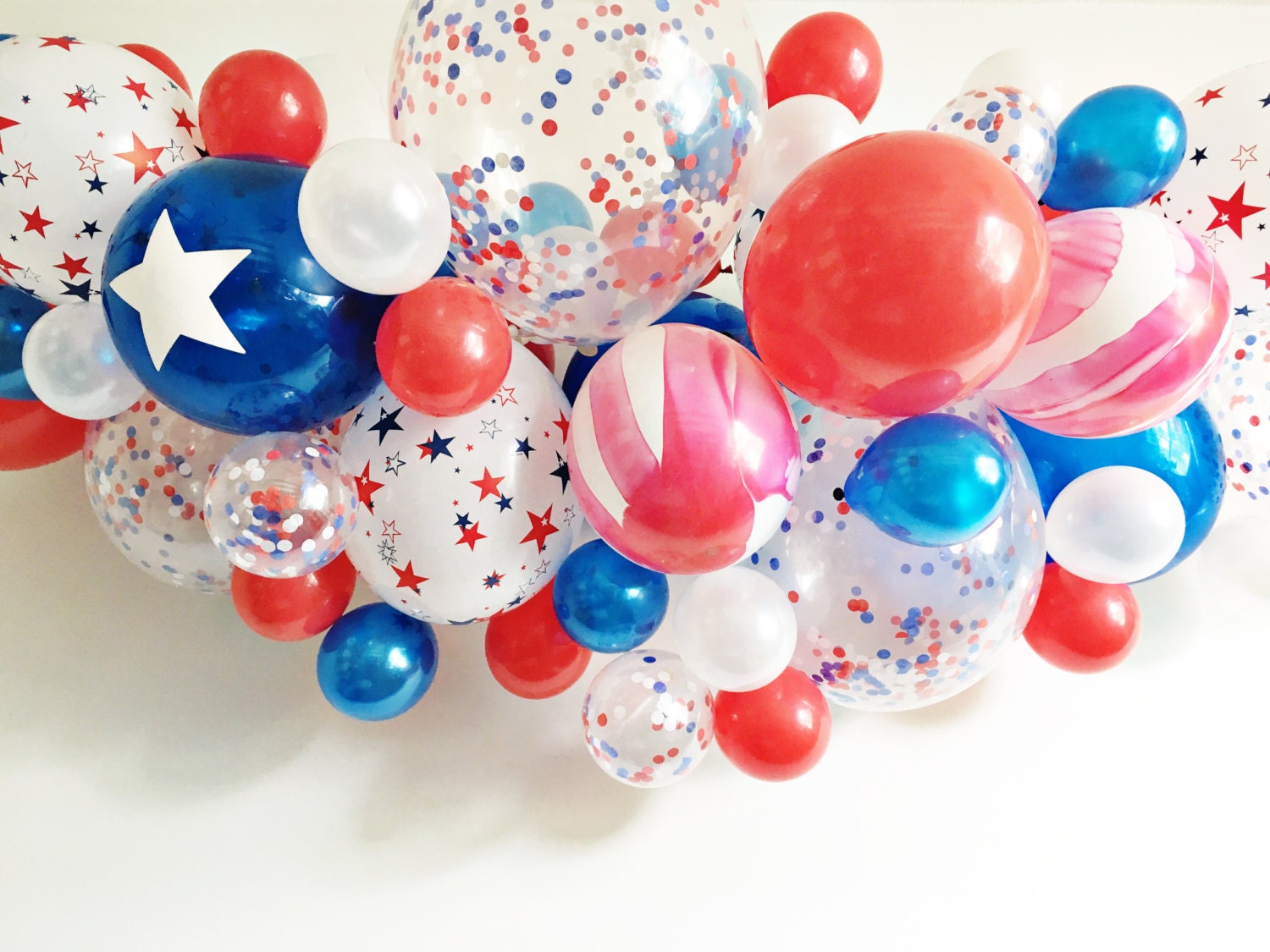 FREE SHIPPING Patriotic DIY Balloon Swag Kit star confetti