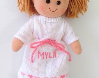Light Brown Hair Personalized Doll, Choose your dress color, Rag Doll, Flower Girl Gift, Girls Gift, Holiday Gift, Birthday Gift
