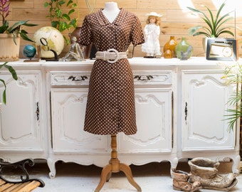 Vintage Polka Dot Dress Brown/White by Ju Mo