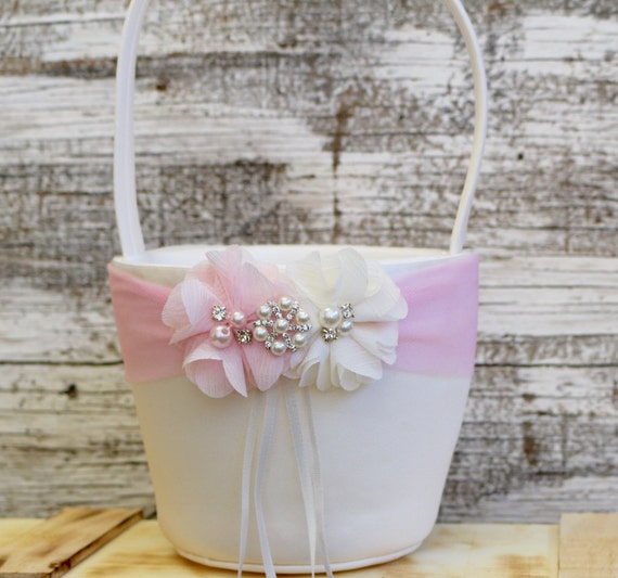 Your DESIGN Blush Pink Flower Girl Basket Wedding Basket