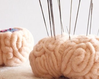 Human Brain, Wool Brain. Custom Made(made to order). Needle Felted Brain Sculpture. Pin Cushion, Toy, Oddity, Decor, Doctor by wooly topic
