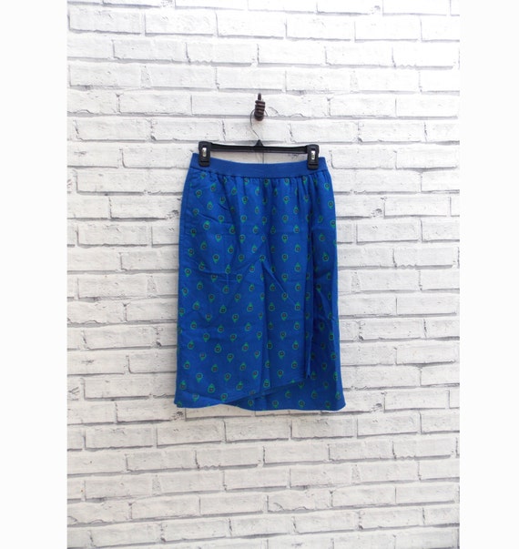 Royal Blue Midi Skirt With Funky Eye Pattern Funky Blue Liz