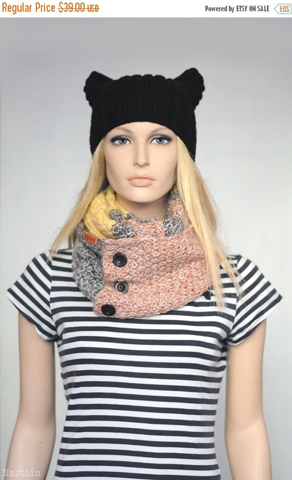 SALE Brown knit cat ears hat Hand knit cat hat Brown by Nastiin