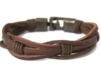 Men's Leather bracelet Mens Gifts Under 30 Boyfriend Gift For Dad Husband Gift Mens Braided Letaher Bracelet Mens Anniversary Gift for Him