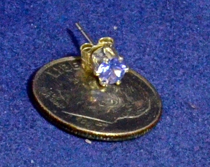 Man's Tanzanite Stud, Small 4mm Round, Set in Sterling Silver E966M