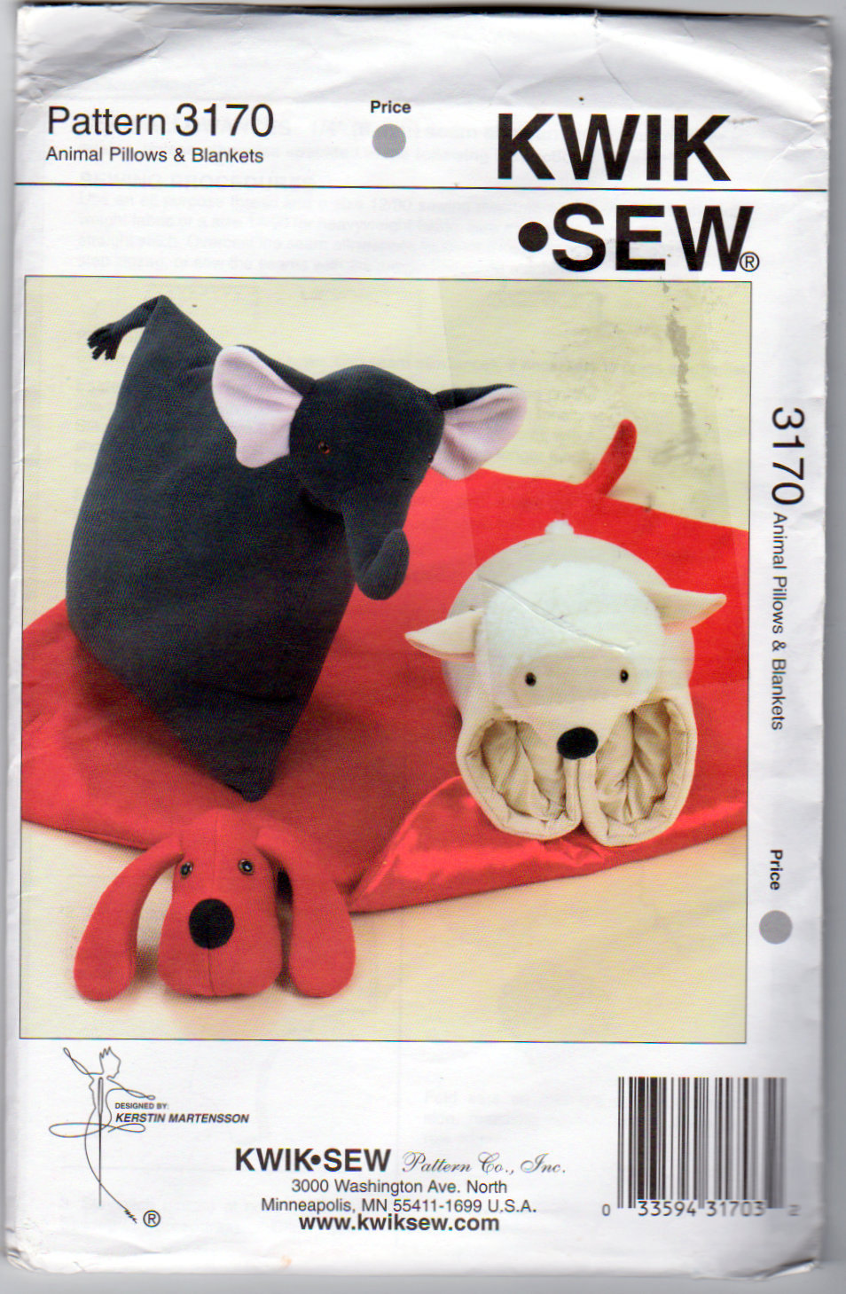 Kwik Sew 3170 Animal Pillows and Blankets Lamb Blanket Lamb
