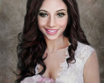 Custom Portrait, Custom Lady Portrait, Bride Commission, Custom Wedding, Engagement,Anniversary, Personalized Digital Painting by Artimoment