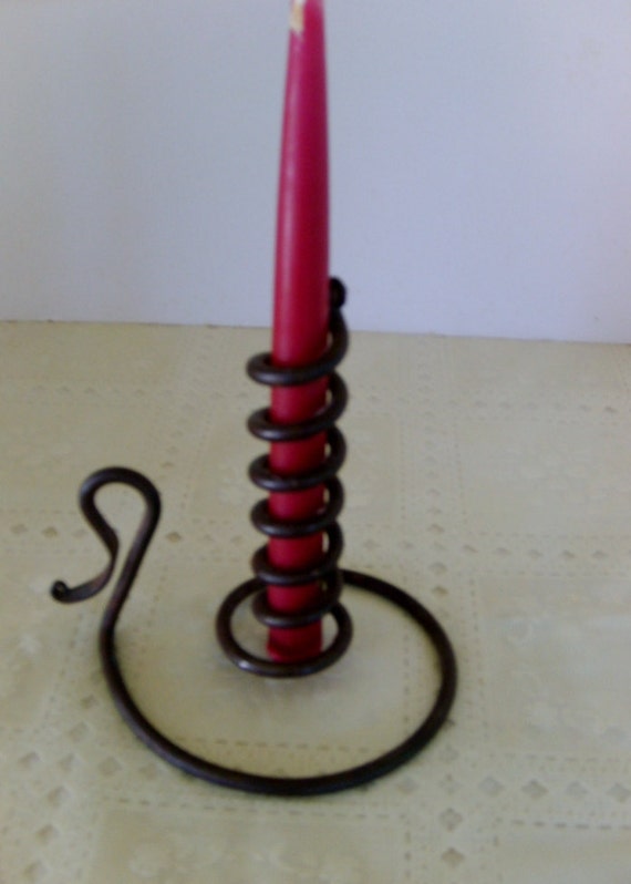 Coiled design candle holder curled end coils hold candle