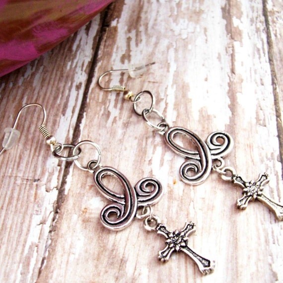 Cross Earrings Christian Jewelry Cross Earrings W/ Silver