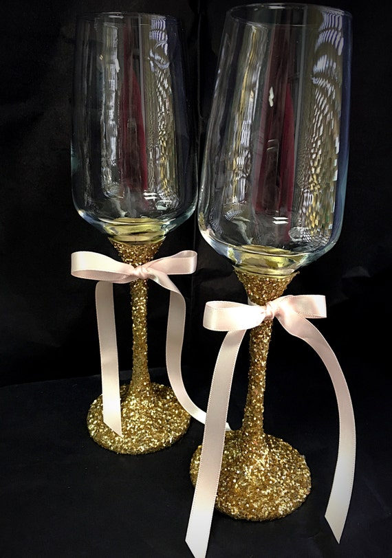 Glitter Champagne toasting glasses