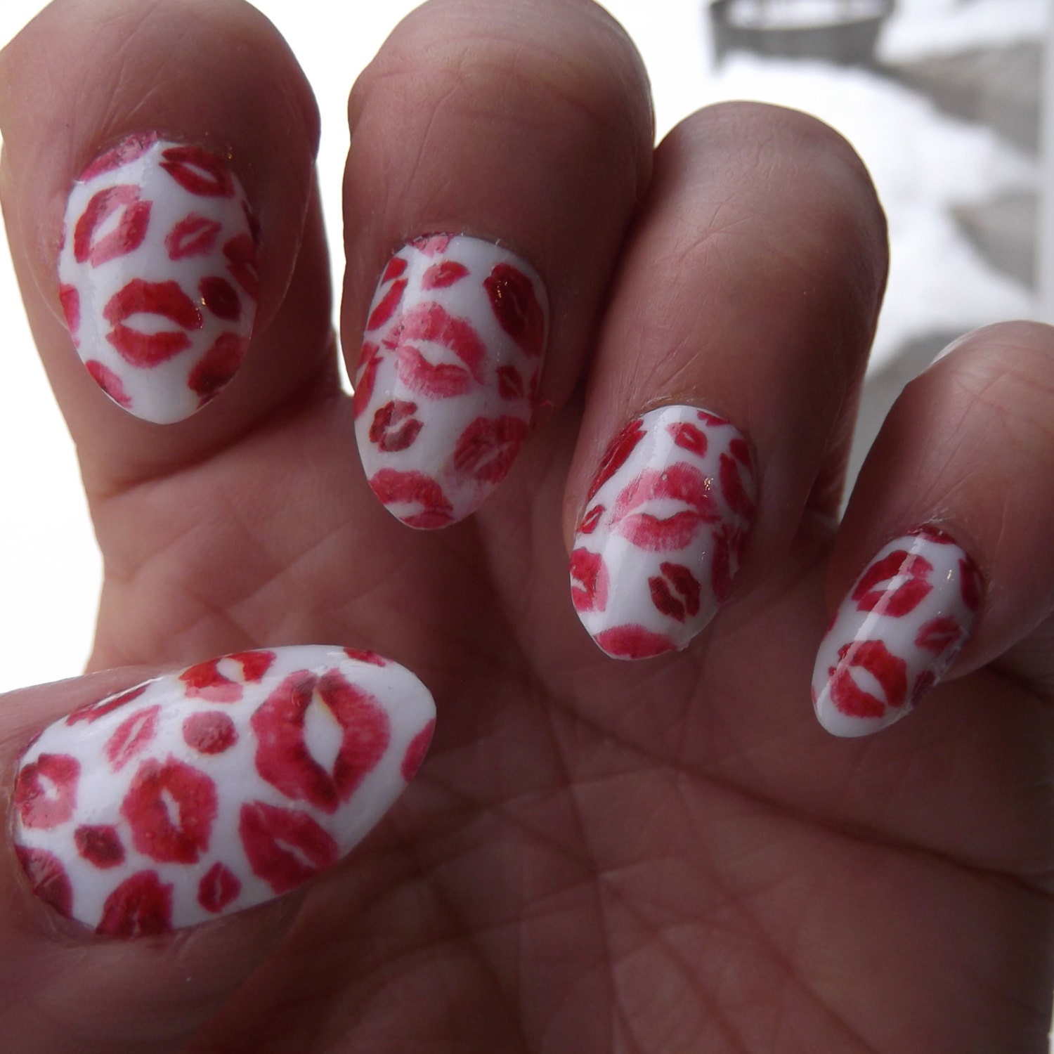 LIPSTICK KISS Nail Art Decals KLR Transparent Full Nail Wrap