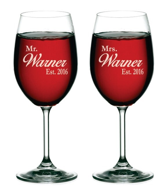 Custom Wine Glasses Personalized Wine Glasses Mr and Mrs
