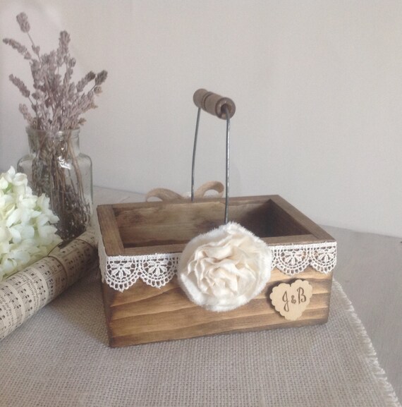 Flower girl basket rustic flower girl wood by AllLavenderandLove