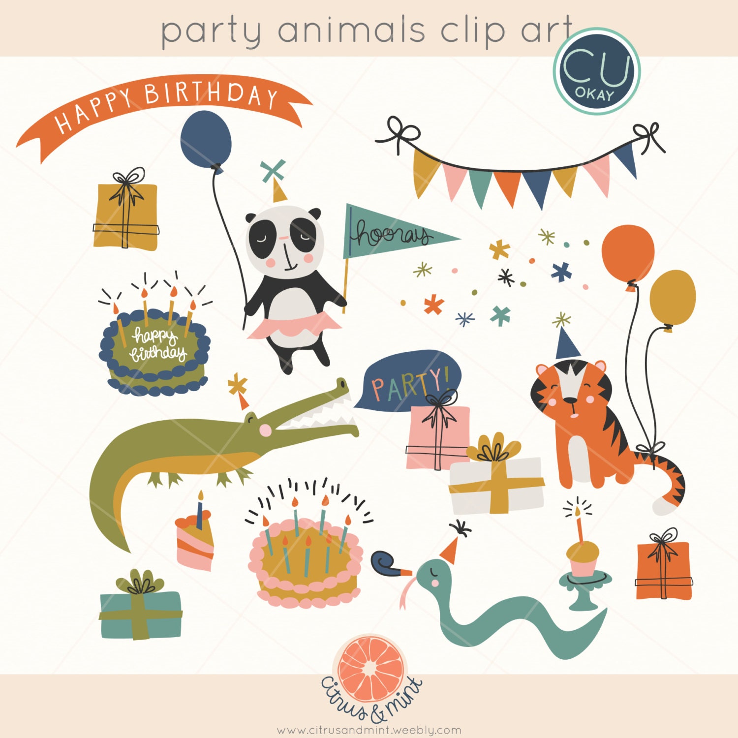clipart birthday animals - photo #13
