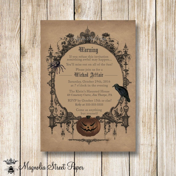 Halloween Invitation Goth Halloween Party Invitation