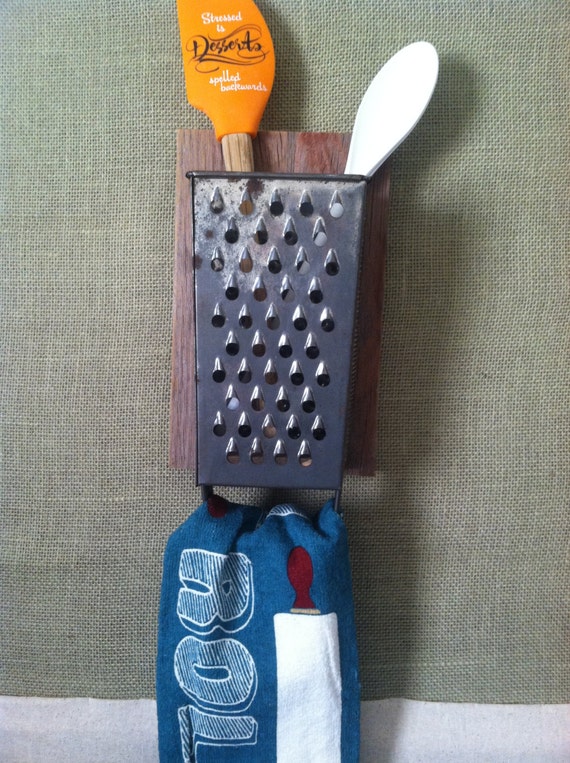 Items similar to Repurposed Cheese Grater Kitchen Accessory Holder