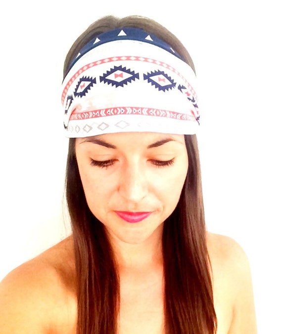 Tribal Print Tribal Headband Navy Headband by TheZenBird