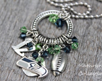 Seattle Seahawks Necklace, Seattle Seahawks Jewelry, Seahawks Fan Wear, Seahawks Necklace