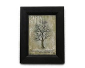Family Tree . primitive country art, home decor, wall hanging, art print, compact framed art, 9 X 7, handmade, real wood frame, Made in USA