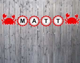 Crab Birthday Banner - Crab Banner - Under the Sea Banner