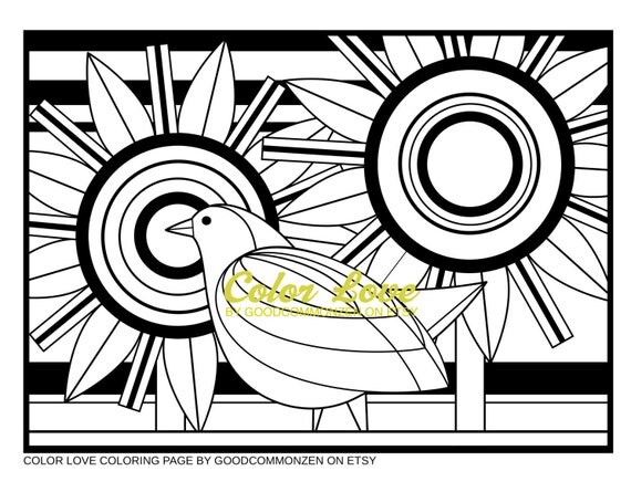 COLOR LOVE coloring page/COLOR me in/by goodcommonzen.